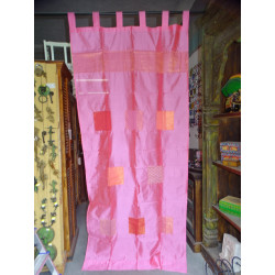 Pink taffeta curtains with...