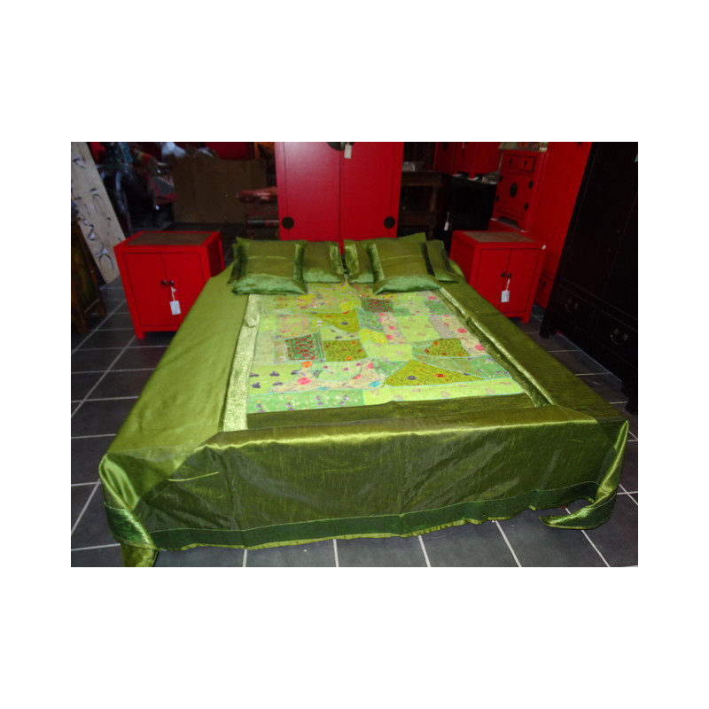 Parure de lit verte avec patchwork