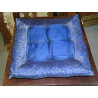 Galette de chaise bords en brocart turquoise 38x38 cm