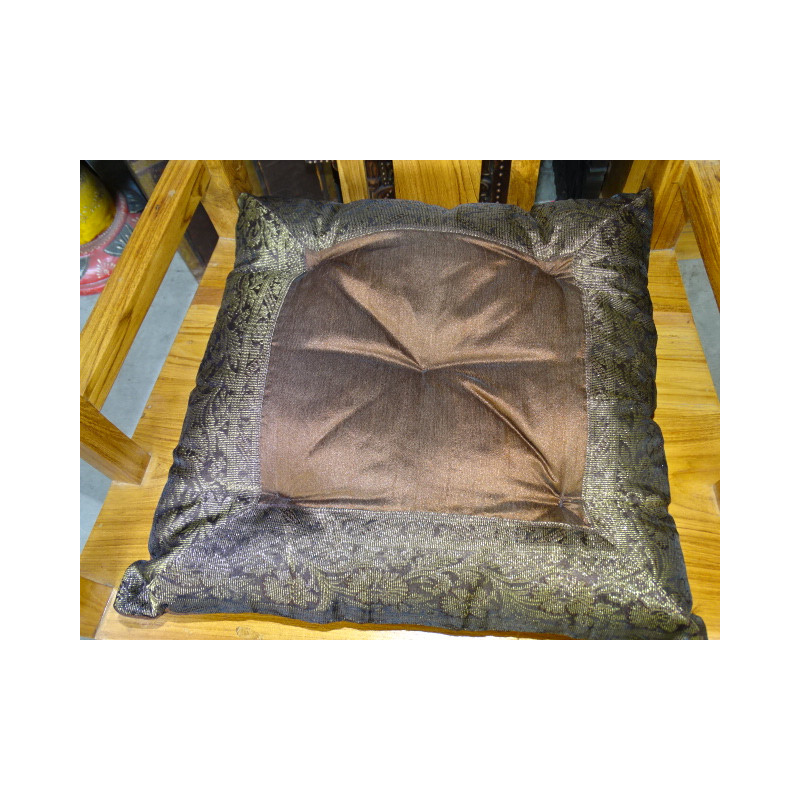 Chocolate brown chocolate brocard edges chair cushion 38x38 cm