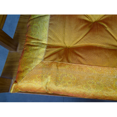 Galette de chaise bords en brocart de couleur orange 38x38 cm