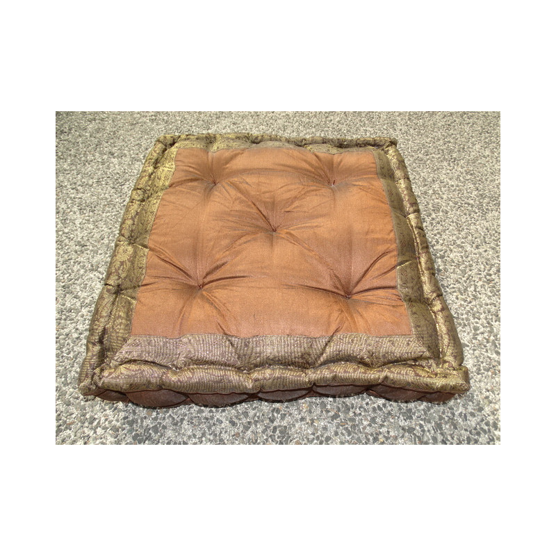 Coussin de sol bords en brocart marron chocolat 57x57 cm