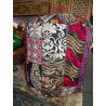 Indian pouf in black recycled fabric diameter 38 cm and 40 cm high