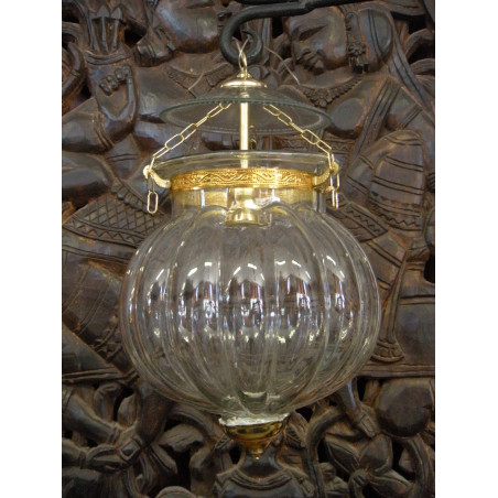 Lampe indienne KHARBUJA verre souflé transparente 22x22 cm