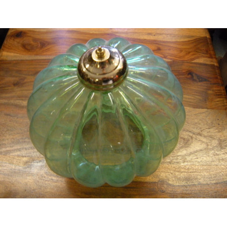 Lampe indienne KHARBUJA en verre souflé vert d'eau 22x22 cm