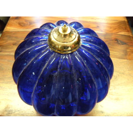 Lampe KHARBUJA verre souflé bleu foncé 22x22 cm