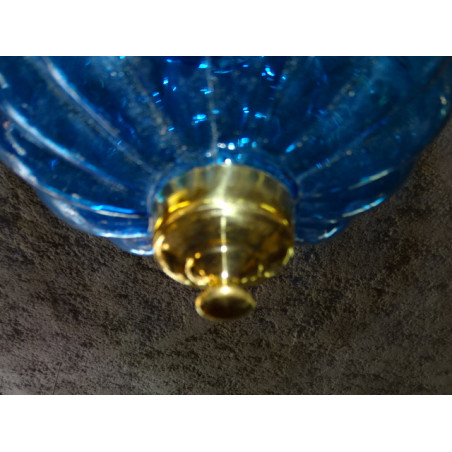Indian lamp KHARBUJA in dark turquoise blown glass 22x22 cm