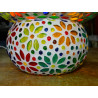Round mosaic lamp with small multicolored flowers - PUSHKAR