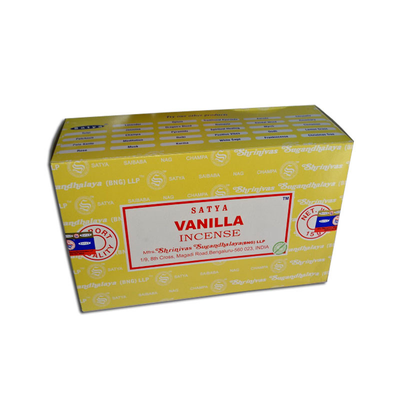Box of 12 cases of 15 g vanilla scented incense ** 2 cases offered **