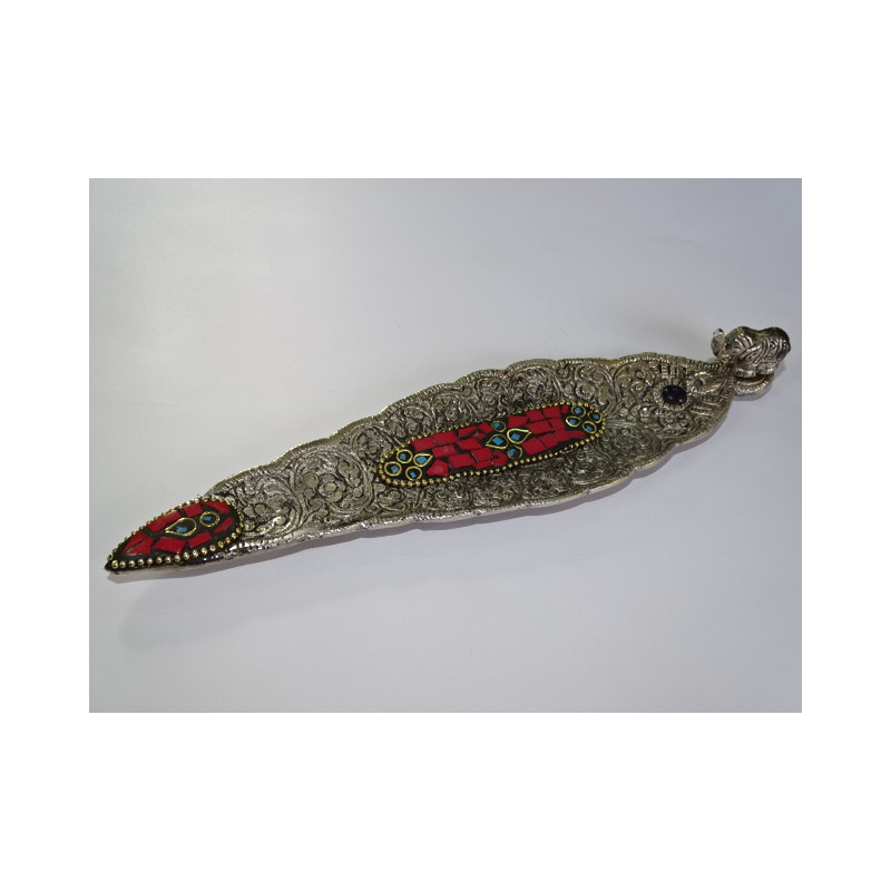 Incense holder in aluminum and red mosaic - ELEPHANT