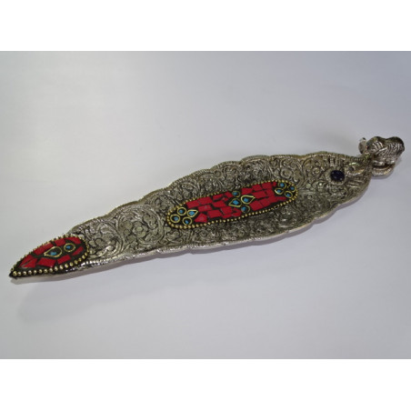 Incense holder in aluminum and red mosaic - ELEPHANT