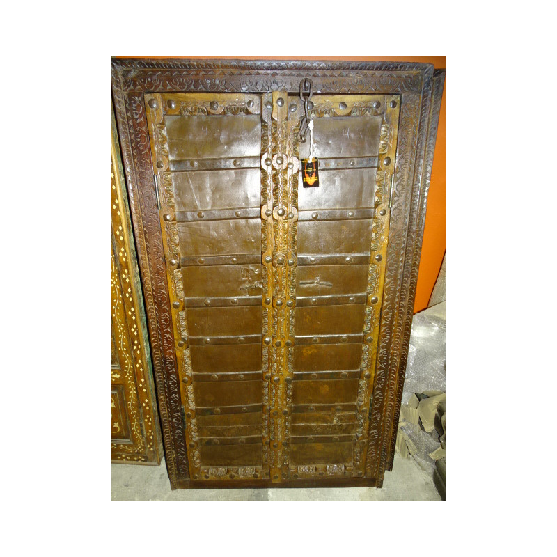 Small antique cupboard doors with metal - 2