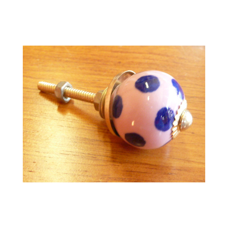 Mini boutons Rose pois outremer