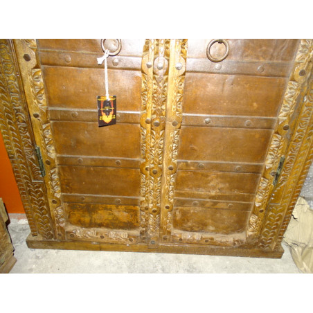 Petite portes ancienne de placard palquée avec du metal - 4