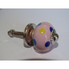 mini boutons en céramique rose à pois multicolores - argenté