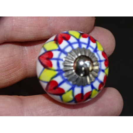 mini red and yellow sunflower ceramic buttons - silver