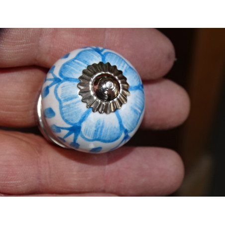 mini boutons en céramique fleur turquoise clair - argenté