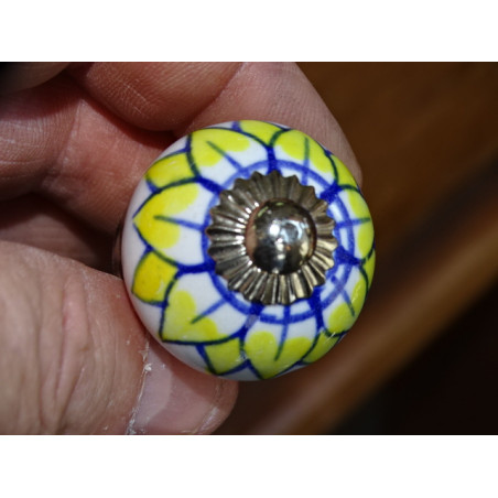 mini ceramic buttons light sunflower flower - silver
