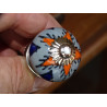 mini gray ceramic buttons and orange star - silver