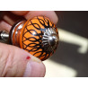 mini buttons in orange ceramic and black spiral - silver