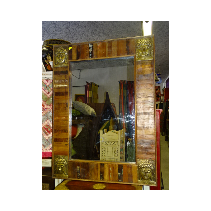 Recycled teak Buddha mirror 90 x 120 cm
