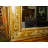 Ecru rectangular mirror and white relief painting in 90x60 cm