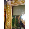 Ecru rectangular mirror and white relief painting in 90x60 cm