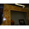 Rectangular mirror gold and ecru painted relief in 120x60 cm