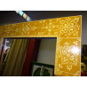 Miroir rectangulaire doré et écru peint en relief en 120x60 cm