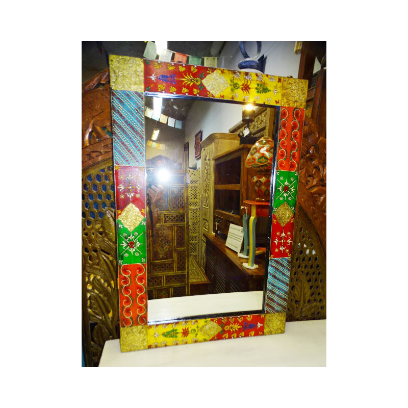 Rectangular mirror with relief painting and flat frame 90x60 cm
