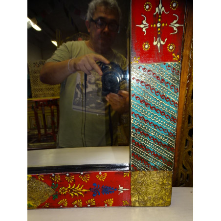 Rectangular mirror with relief painting and flat frame 90x60 cm