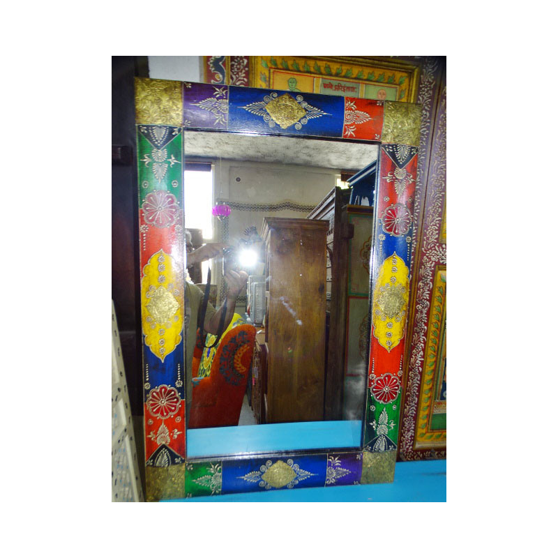 Rectangular mirror with relief painting and rounded 90x60 cm