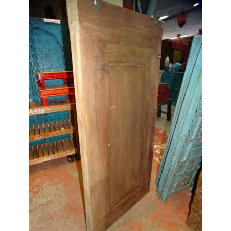 Large carved mirror JHAROKHA patinated in sanded white in 69x10x146 cm
