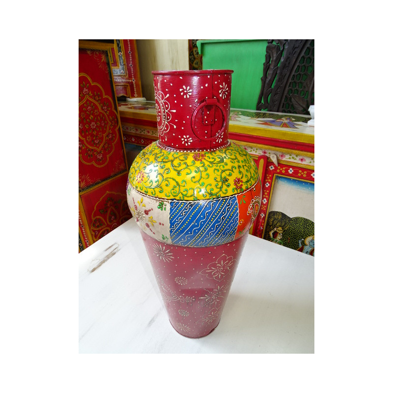 Indian jar shaped multicolored amphora 61 cm - 1