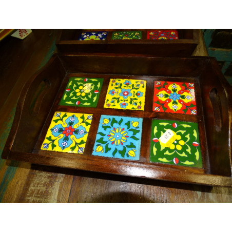 Small rosewood top with ceramic tiles