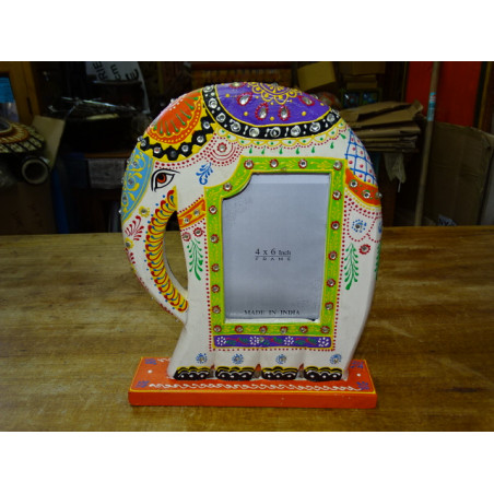 Photo frame 15x10 cm elephant design hand painted in white