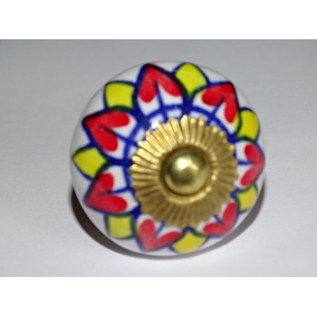 Drawer or door knobs with red and yellow sunflower