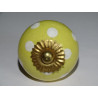 Yellow drawer knobs with white dots