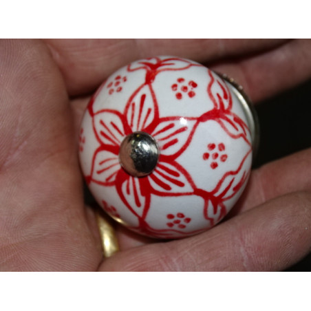 Porcelain drawer handle red star anise