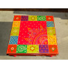 Bazot cushion table 45x45X16 cm with checkerboard and kashmeer pattern