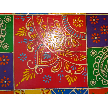 Table à coussin bazot 45x45X16 cm à damier et motif kashmeer