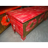 Long chest with mango wood cover with red patina and brass