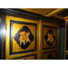 Cabinet painted in relief with black and gold elephant patterns 2 doors