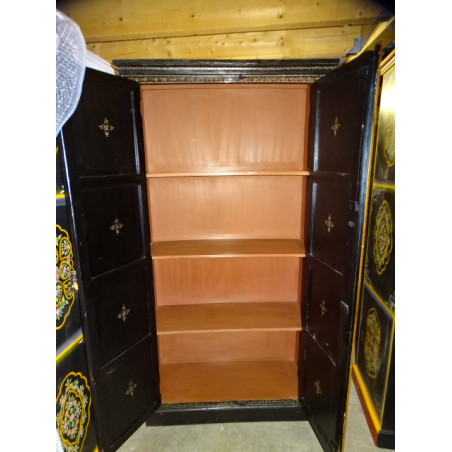Cabinet painted in relief with black and gold elephant patterns 2 doors