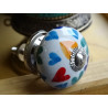 Porcelain drawer handle multicolored hearts