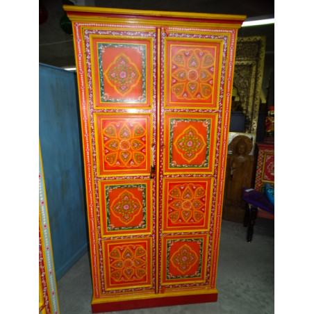 Wardrobe with orange painted doors with flowers - 100x60x200 cm