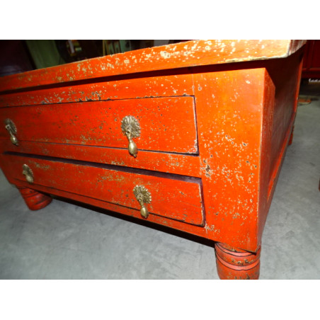 Coffee Table squaree 4 drawers Red