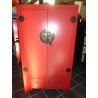 Armoire basse rouge 2 tiroirs 2 portes