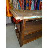 Indian console with an old teak top and metal hoop