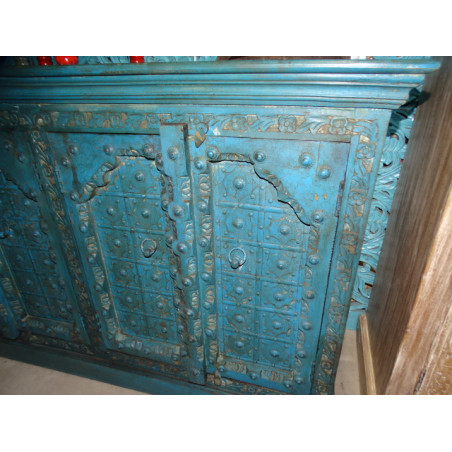Large Indian sideboard turquoise with arched doors
